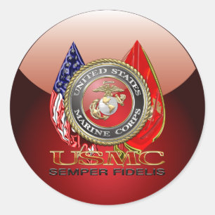 Adesivo Redondo USMC Semper Fi [edição especial] [3D]