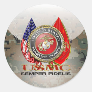 Adesivo Redondo USMC Semper Fi [edição especial] [3D]