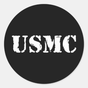 Adesivo Redondo USMC [texto do estêncil]