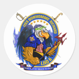 Adesivo Redondo USS Bonhomme Richard LHD-6 crista viva