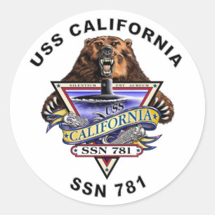 Adesivo Redondo USS California SSN 781 Navio Crest