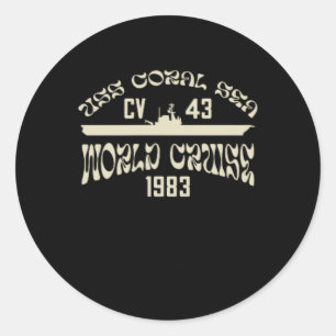 Adesivo Redondo Uss Coral Sea 1983 Cruzeiro Mundial Cv-43 Porta-Av