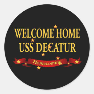 Adesivo Redondo USS Home bem-vindo Decatur