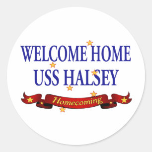 Adesivo Redondo USS Home bem-vindo Halsey