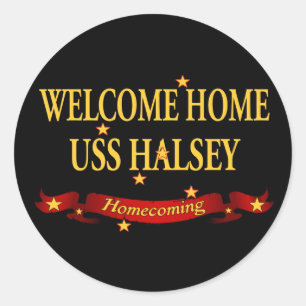 Adesivo Redondo USS Home bem-vindo Halsey