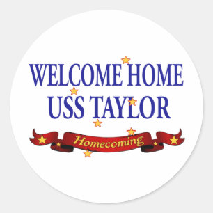 Adesivo Redondo USS Home bem-vindo Taylor