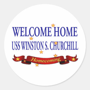 Adesivo Redondo USS Home bem-vindo Winston S. Churchill
