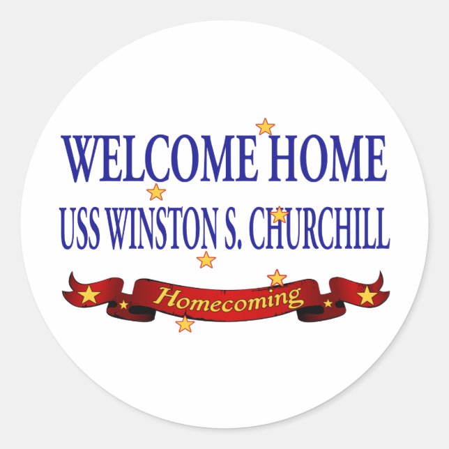 Adesivo Redondo USS Home bem-vindo Winston S. Churchill (Frente)