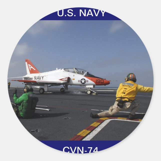 Adesivo Redondo USS John C Stênis Flightdeck Sticker (Frente)