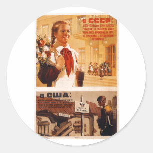 Adesivo Redondo USSR CCCP Guerra Fria União Soviética de Propagand