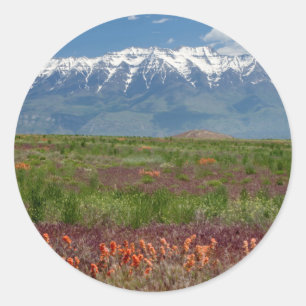 Adesivo Redondo Utah, EUA. O Monte Timpanogos se Eleva