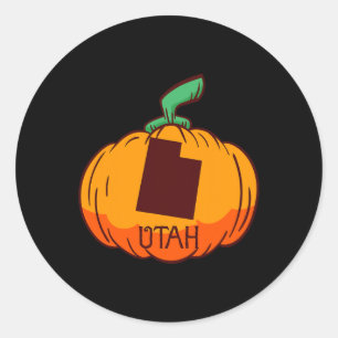 Adesivo Redondo Utah EUA Pumpkin Halloween Art Design Call Se
