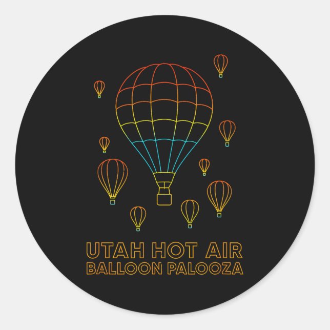 Adesivo Redondo Utah Hot Air Balloon Palooza Apparel  (Frente)