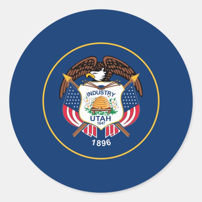 Adesivo Redondo Utahn Flag, Flag de Utah (Frente)