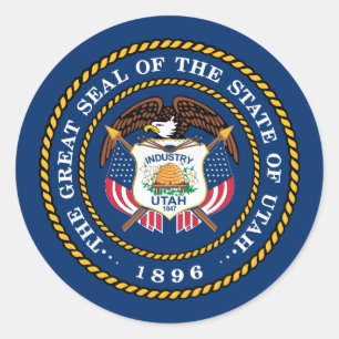 Adesivo Redondo Utahn Seal, Selo do Sticker de Utah