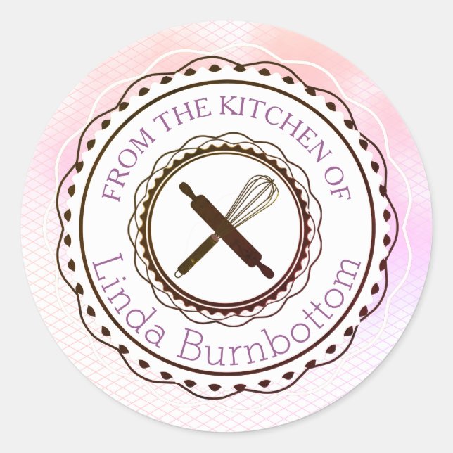 Adesivo Redondo Utensílios cozinheiros sussurram da cozinha do ade (Frente)