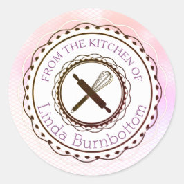 Adesivo Redondo Utensílios cozinheiros sussurram da cozinha do ade