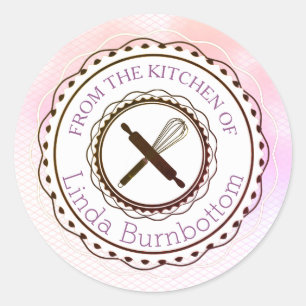 Adesivo Redondo Utensílios cozinheiros sussurram da cozinha do ade