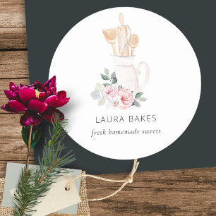 Adesivo Redondo Utensílios De Banho Floral, Spatula, Rosa-Esbranqu