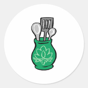 Adesivo Redondo Utensílios de cozinha