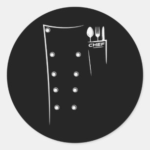 Adesivo Redondo Utensílios de Cozinha Design Roupa de Chef Culinár