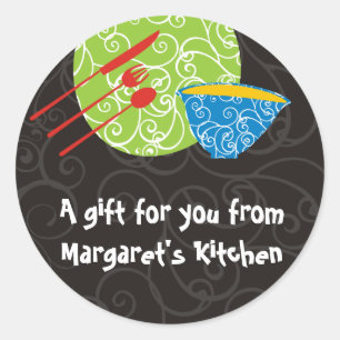 Adesivo Redondo Utensílios decorativos da bacia da placa de minha