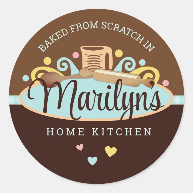 Adesivo Redondo Utensílios para medida para panificação pastelaria (Frente)