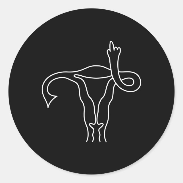 Adesivo Redondo Utero do Dedo Médio Pro Escolha Feminista (Frente)