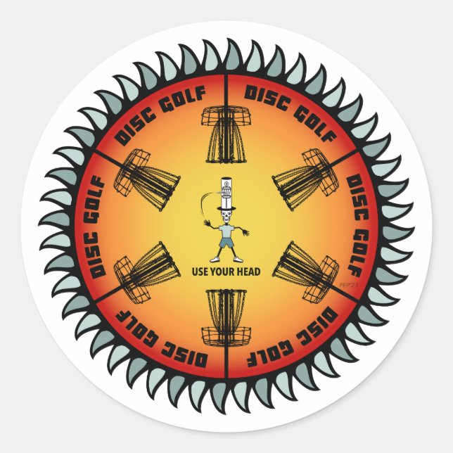 Adesivo Redondo Utilize a sua cabeça 2 (Frente)