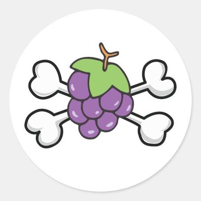 Adesivo Redondo Uvas Crânio e Crossbones (Frente)