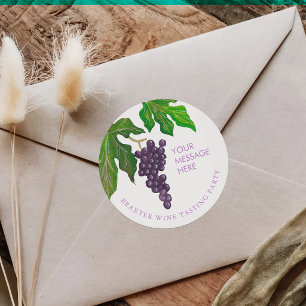 Adesivo Redondo Uvas para Festa de Degustação de Vinho
