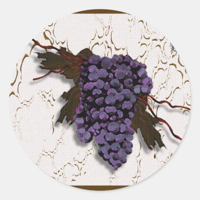 Adesivo Redondo Uvas roxas e Abelhas de mel (Frente)