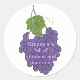 Adesivo Redondo Uvas são cheio de Vinhetas e Minerais