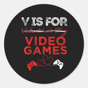 Adesivo Redondo V é para Namorados de jogadores de Videos games