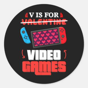 Adesivo Redondo V É Para O Dia Dos Namorados Gamer De Coração De V