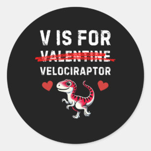 Adesivo Redondo V É Para Velociraptor Raptor Dinossauro Engraçado