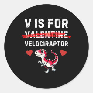 Adesivo Redondo V É Para Velociraptor Raptor Engraçado Dinossaur B