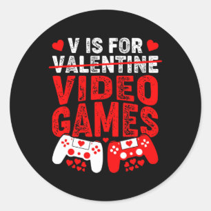Adesivo Redondo V É Para Video Games Dia Dos Namorados Engraçado G