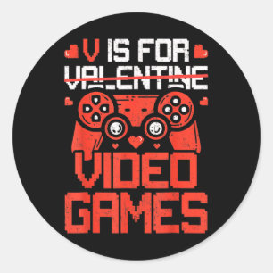 Adesivo Redondo V É Para Video Games Dia Dos Namorados Engraçado R