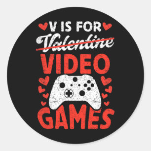 Adesivo Redondo V é para Videos games Jogo Amor Anti Valentine's D