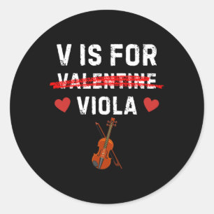 Adesivo Redondo V é para Viola Música de Valentim Divertida para V