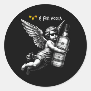 Adesivo Redondo V É Para Vodka Cupido É Estúpido E Bêbado Anti Val