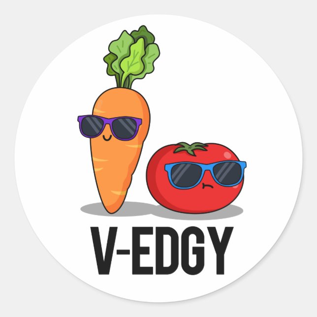 Adesivo Redondo V-Edgy Funny Veggie Pun (Frente)