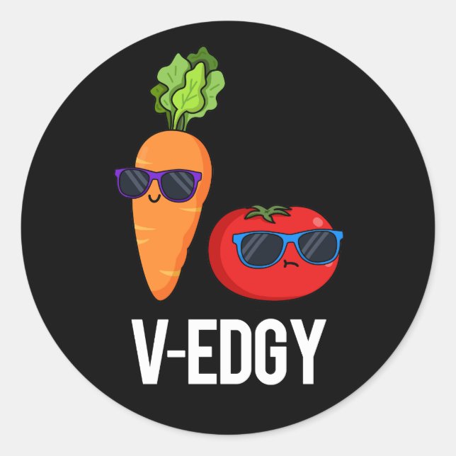 Adesivo Redondo V-Edgy Funny Veggie Pun Dark BG (Frente)
