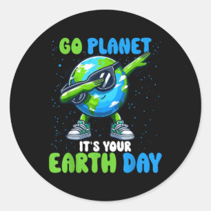 Adesivo Redondo Vá Planet É Seu Dia Da Terra Cortado Dabbing Earth