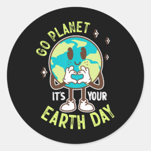 Adesivo Redondo Vá Planeta É Seu Dia da Terra Um Rapaz da Terra Ka