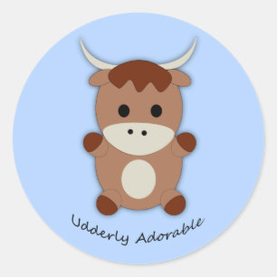 Adesivo Redondo Vaca Adorável Idosa