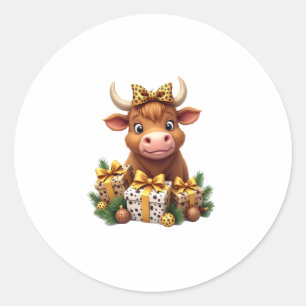 Adesivo Redondo Vaca Alta Bonita Natal Papai Noel Vaca Alta Amante