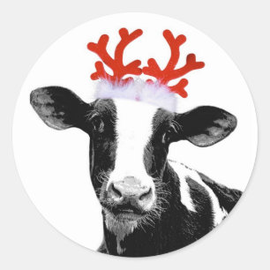 Adesivo Redondo Vaca com Antlers da rena