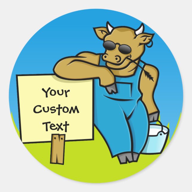 Adesivo Redondo Vaca com sinal (Frente)